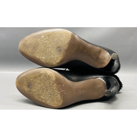 Coach‎ Malia Black Leather Ankle Booties Size 8 Women's Boots Fur Trim A7756 - Picture 4 of 6